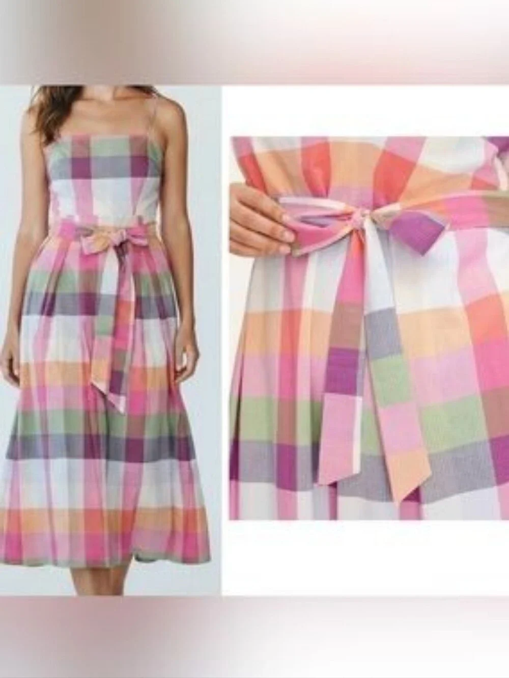 NWT KATE SPADE X TARGET Multi-Color Checkered Spaghetti Strap Dress-Size:S